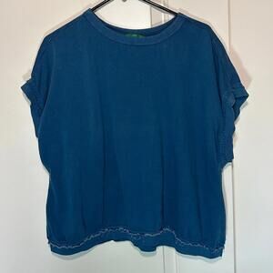 Dip‎ Teal Sweatshirt Muscle Tee Raw Distressing Athleisure Womens Size: Medium